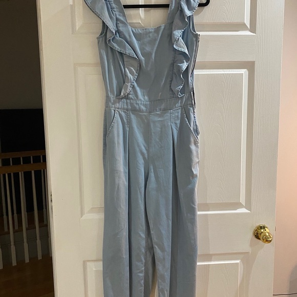 Denim Look Ruffle Jumpsuit - Picture 2 of 8